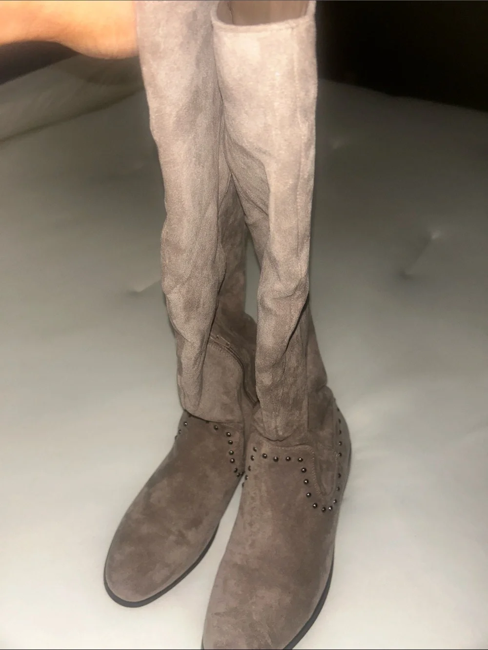comfort plus by Predictions Taupe Over-the-Knee Studded Suede Boots